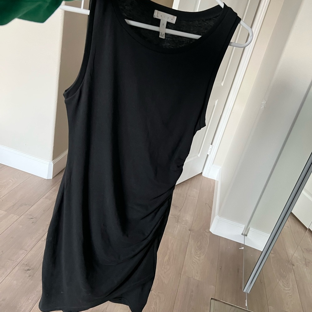 Black side ruched summer tank dress